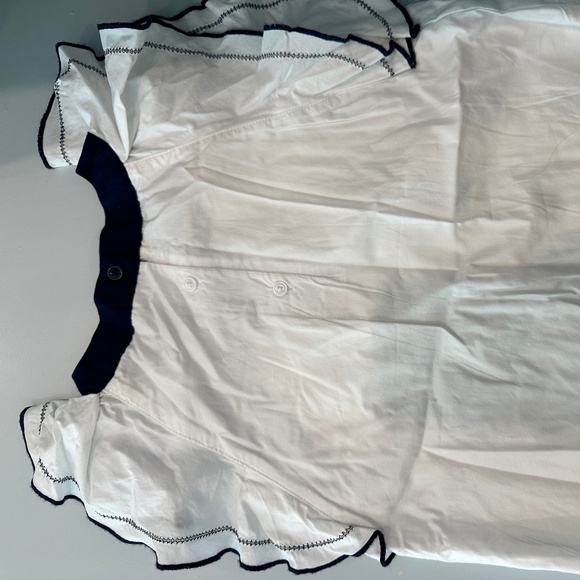 Janie and Jack white blouse with navy trim - Picture 3 of 3